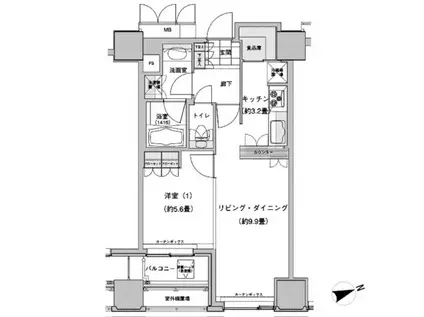 ウエストパークタワー池袋(1LDK/18階)の間取り写真
