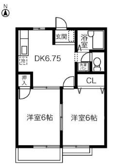 リベルテ雅(2DK/2階)の間取り写真