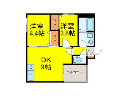 D PORTA CANINA(2DK/2階)の間取り写真