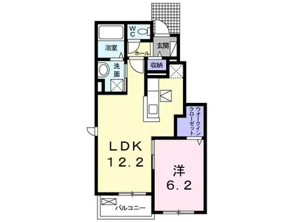 プラシードII(1LDK/1階)の間取り写真