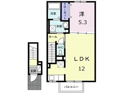 ル・ボヌール三木VI(1LDK/2階)の間取り写真