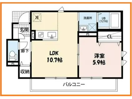 PALAIS FLEUR(1LDK/1階)の間取り写真