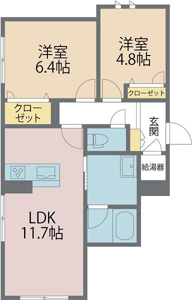 ベレオ杉本(2LDK/2階)の間取り写真