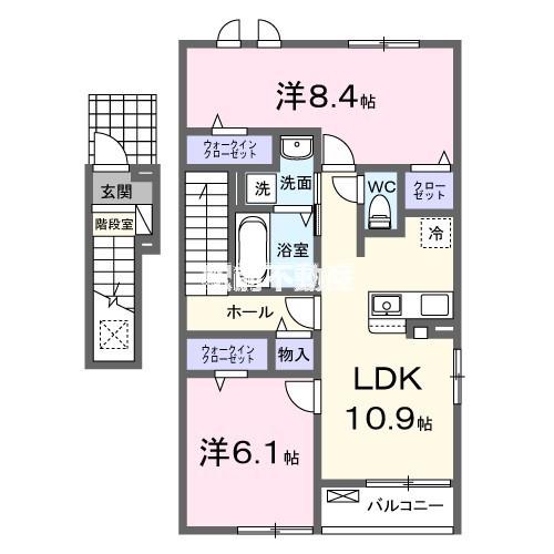 メゾンプレステージGTO玉名IV(2LDK/2階)の間取り写真