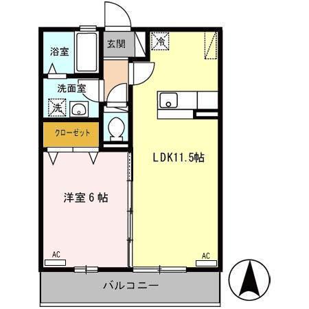エレガント・コート(1LDK/2階)の間取り写真