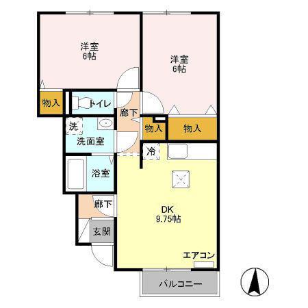 グランモア南松島(2DK/1階)の間取り写真