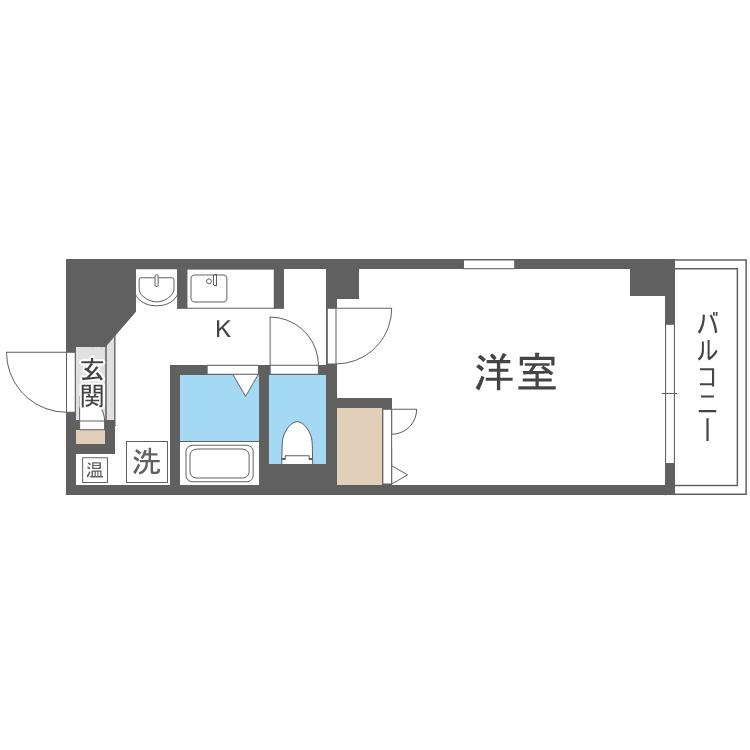VINEルミエール大国町(1K/2階)の間取り写真