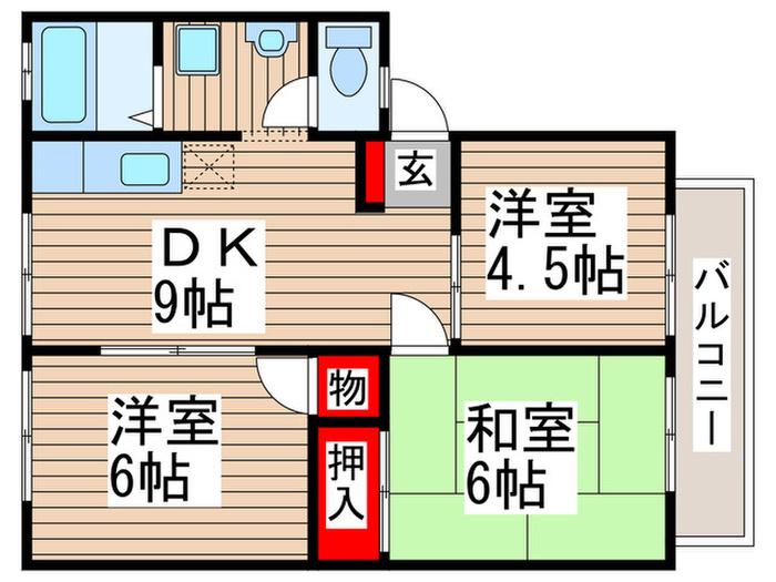 ファミリータウンA(3DK/1階)の間取り写真