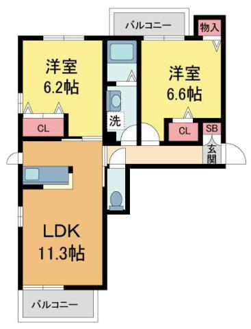 SHAMAISON EMINENCEII(2LDK/1階)の間取り写真