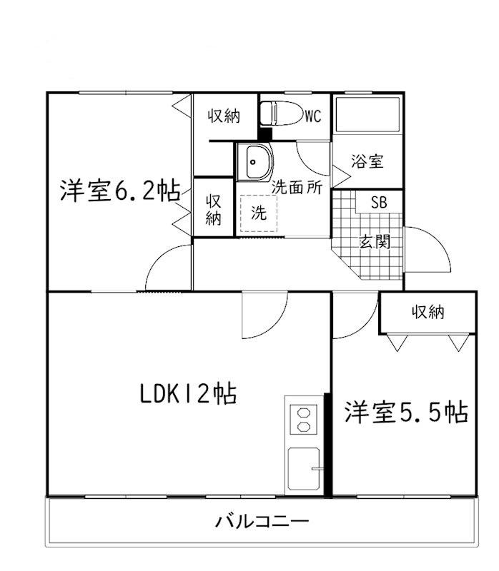 グリーンハイツ萩丘A(2LDK/3階)の間取り写真