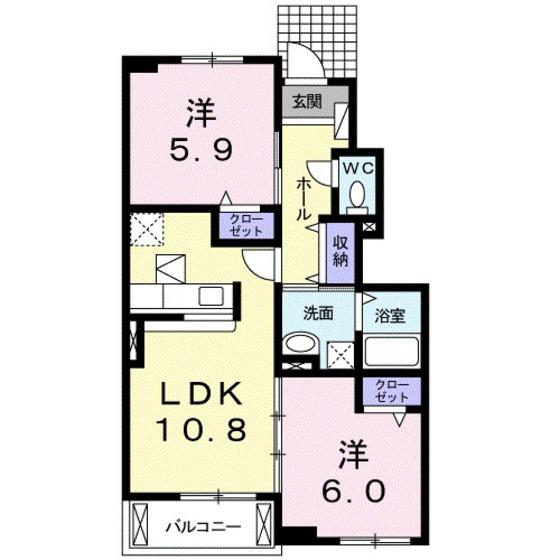 シェーネA(2LDK/1階)の間取り写真