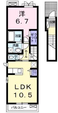 リヴィスタ(1LDK/2階)の間取り写真
