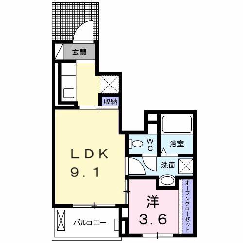 カサ・フェリスA(1LDK/1階)の間取り写真