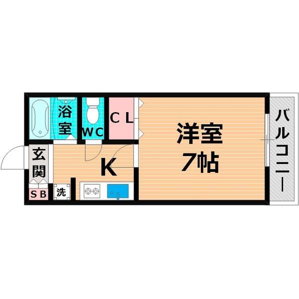 ソレーユフタバ(1K/4階)の間取り写真