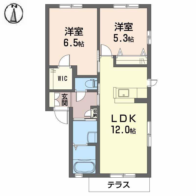 ファミーユ寿 B棟(2LDK/1階)の間取り写真