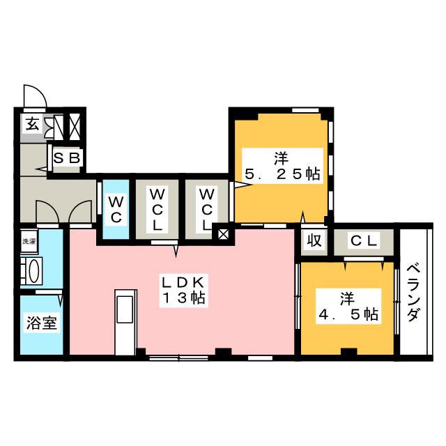 リバーサイドテラス青砥(2LDK/2階)の間取り写真