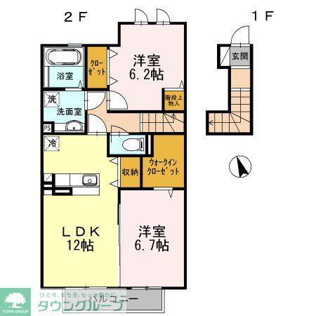 SHALOM 櫻(2LDK/2階)の間取り写真