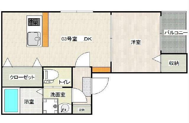 ALCASA竹ノ塚(1LDK/2階)の間取り写真