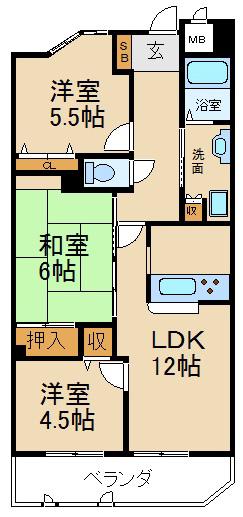 バレーヒルズ津田駅前(3LDK/3階)の間取り写真