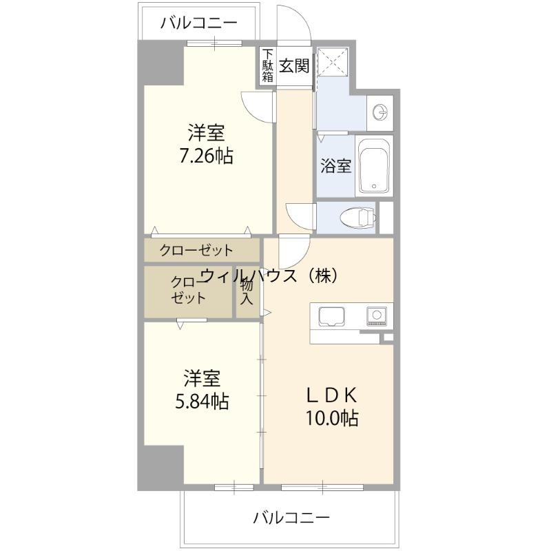 FREEDOM RESIDENCE堺寺地町(2LDK/14階)の間取り写真