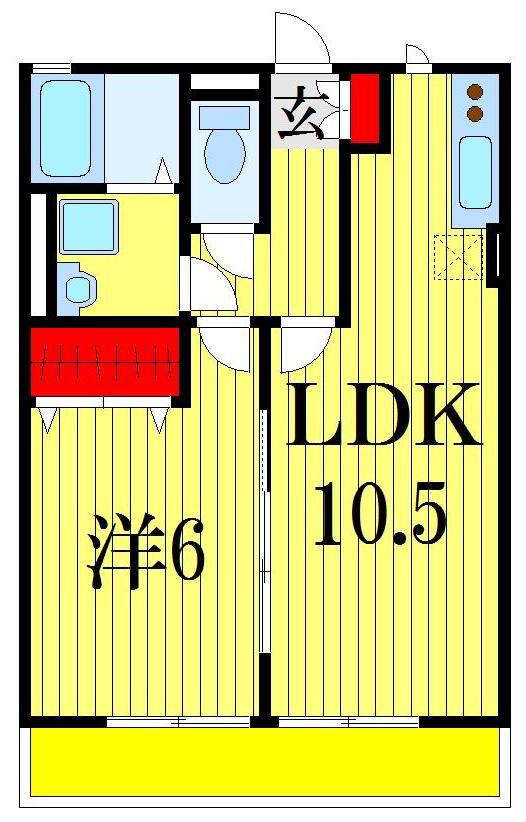 ローズハイム(1LDK/2階)の間取り写真