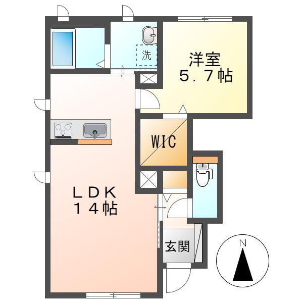 ペイトンプレイスA棟(1LDK/1階)の間取り写真
