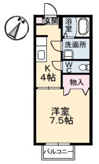 ジェネス長束(1K/2階)の間取り写真