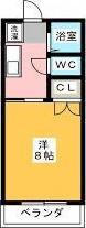 コーポドウデン(1K/1階)の間取り写真
