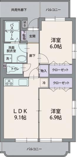 エテルノ(2LDK/1階)の間取り写真