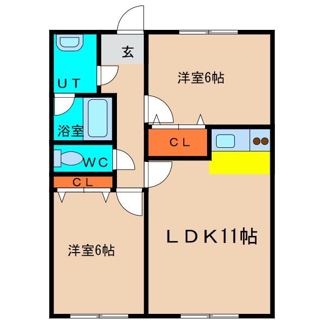 フローラM(2LDK/2階)の間取り写真