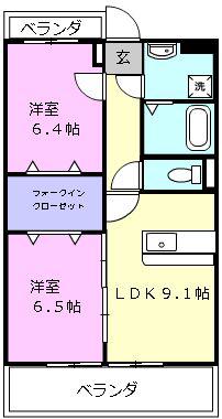 マジェスティ(2DK/4階)の間取り写真