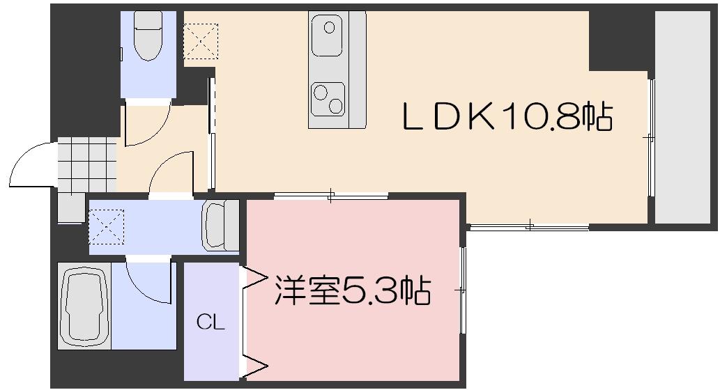エスコパークヒルズ問屋町(1LDK/3階)の間取り写真
