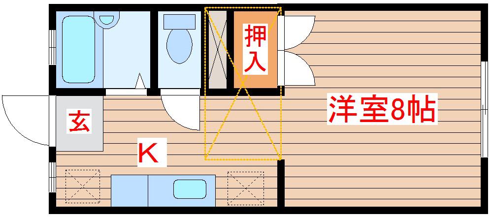 リーベンスホワイト(ワンルーム/1階)の間取り写真