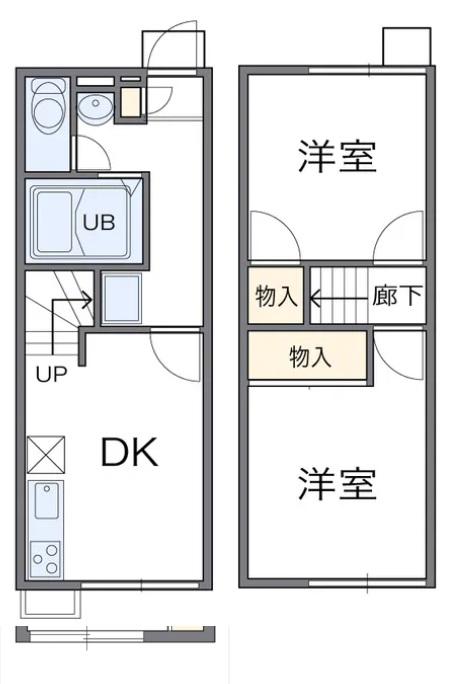 レオパレスサンフォーレ(2DK/1階)の間取り写真