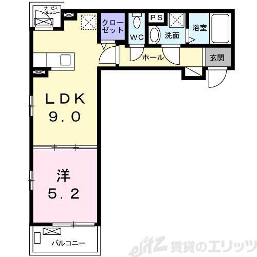 アルカンシエル イースト(1LDK/2階)の間取り写真
