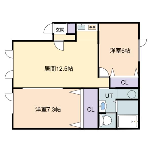 HAPPINESSLIVE21B(2LDK/1階)の間取り写真