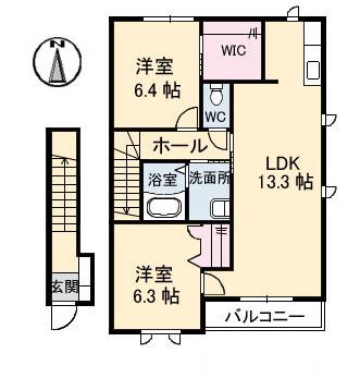 グランドメゾン片島 C棟(2LDK/2階)の間取り写真