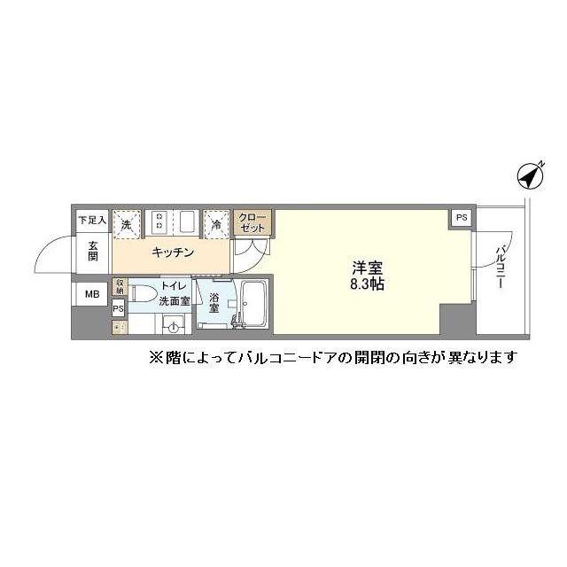 YSレジデンス代田橋(1K/4階)の間取り写真