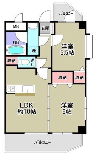 JR京浜東北線 蕨駅 徒歩12分 8階建 築29年(2LDK/4階)の間取り写真