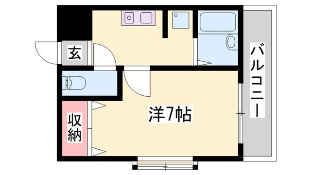 ベルゲンハイツ明石(1K/2階)の間取り写真