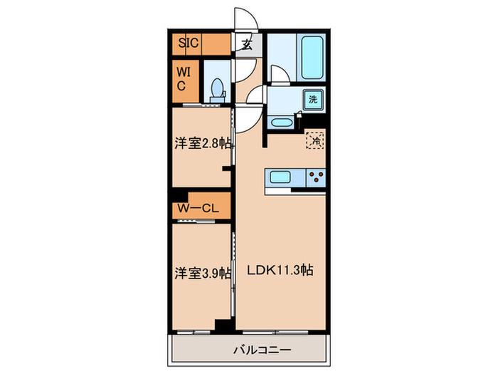 アジールコート後楽園(2LDK/1階)の間取り写真