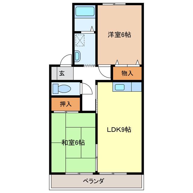 セジュールMONPAIII(2LDK/2階)の間取り写真
