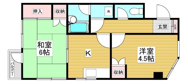 ヨシカネビル大袋(2DK/4階)の間取り写真