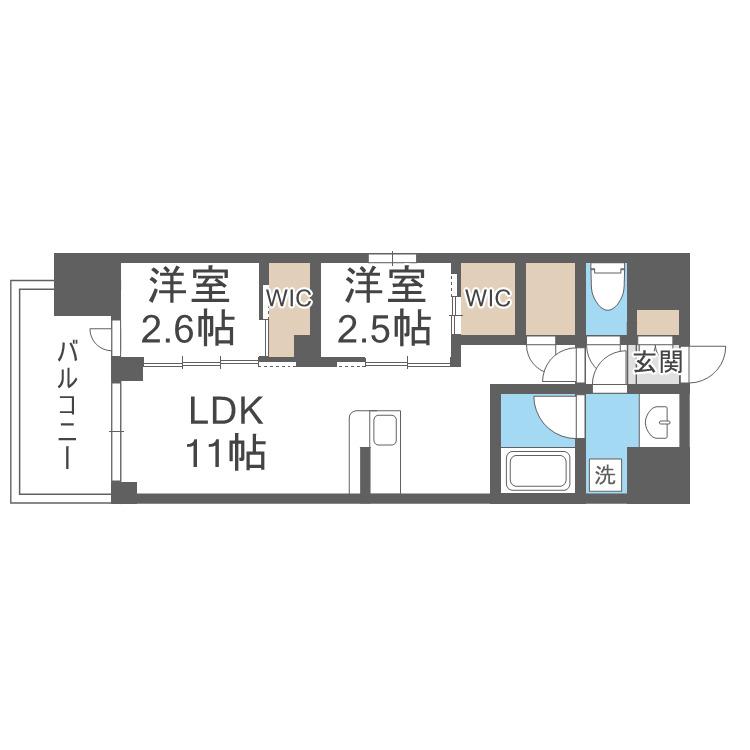コンフォリア・リヴ淡路町一丁目(2LDK/10階)の間取り写真