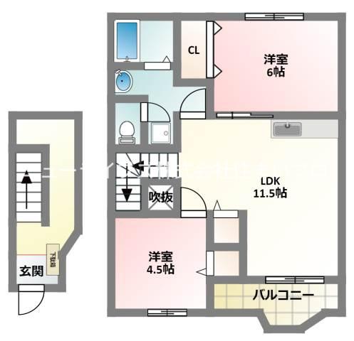 プロムナードアイ(2LDK/2階)の間取り写真