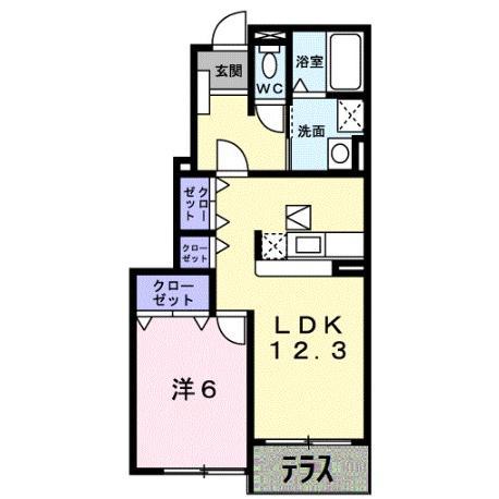 ヴィラフレイズ(1LDK/1階)の間取り写真