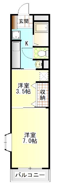 第9木村ハイツ(1DK/1階)の間取り写真