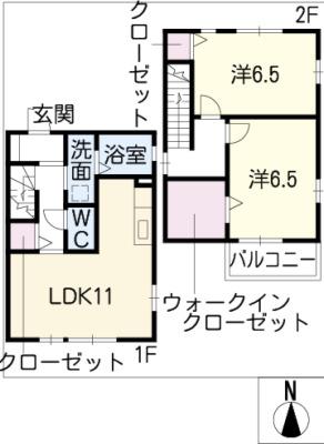 カシィータ春日井(2LDK/2階)の間取り写真