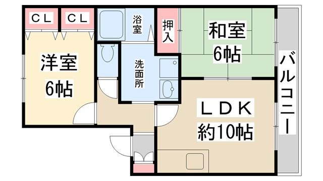 LIBRA東多田(2LDK/2階)の間取り写真