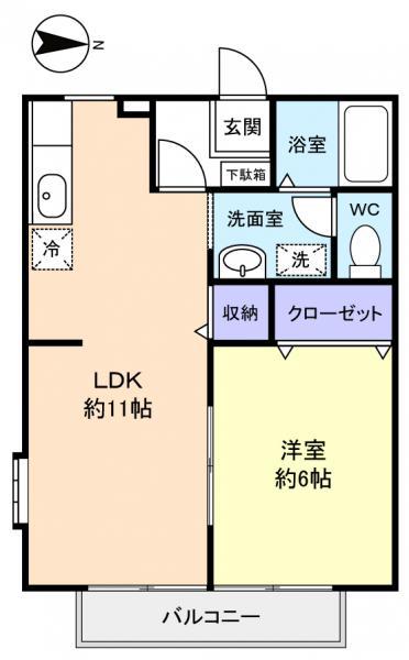 ユアマリーナ(1LDK/1階)の間取り写真
